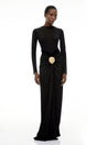 Colette Black Ruched Maxi Dress with Satin Panels