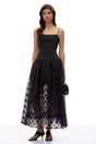 Constance Black Ruched Lace Maxi Dress