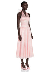 Constantia Pink Halterneck Sequin Midi Dress