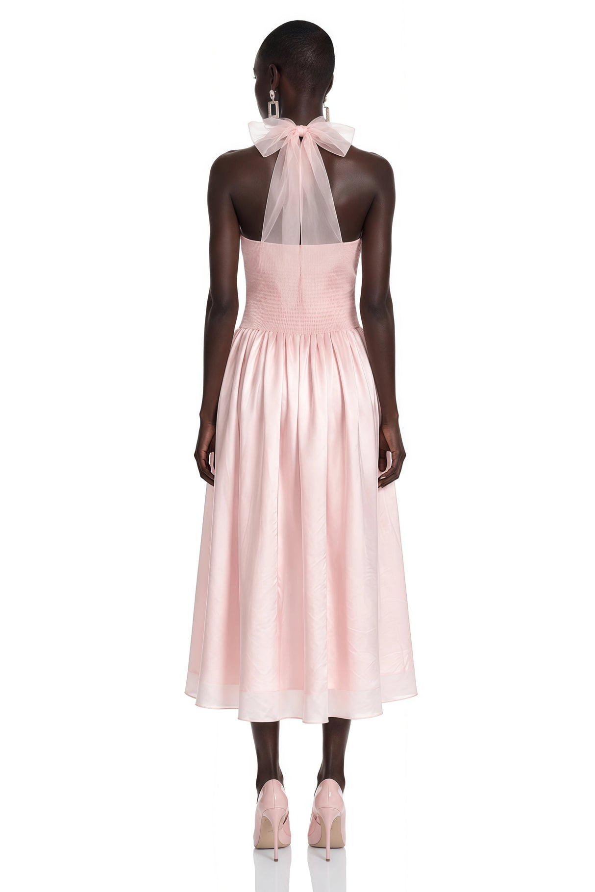 Constantia Pink Halterneck Sequin Midi Dress