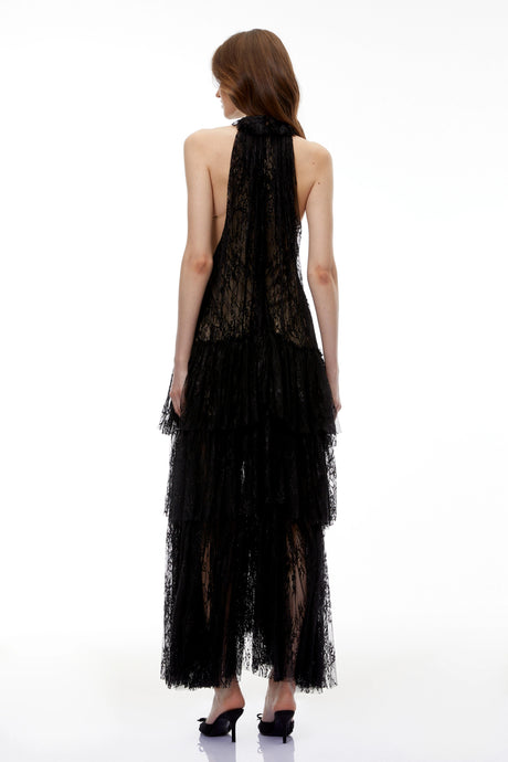 Coralie Black Floral Lace Maxi Dress
