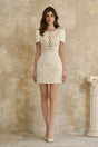 Coralie white petaldetail buttoned mini dress