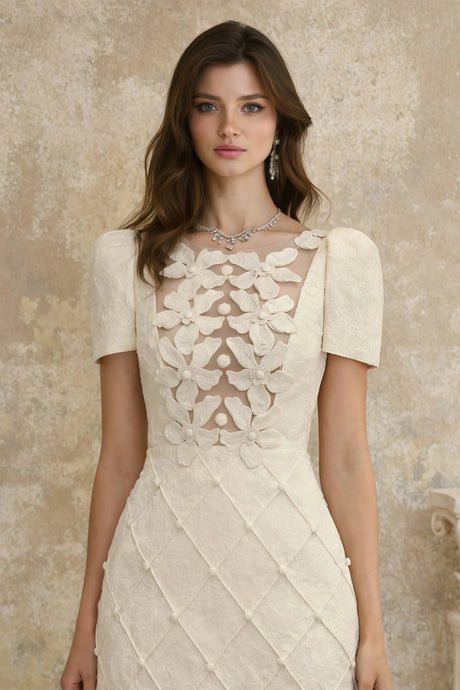 Coralie white petaldetail buttoned mini dress