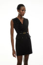 Cordelia Black Sleeveless Mini Dress with 3D Florals