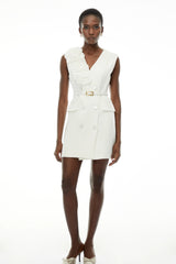Cordelia White Sleeveless Mini Dress with 3D Florals