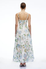 Corisande Blue Floral Lace Maxi Dress
