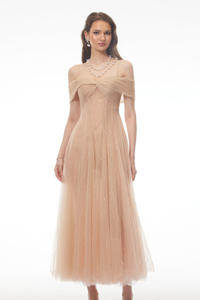 Costanza Pink Sweetheart Ruched Maxi Dress