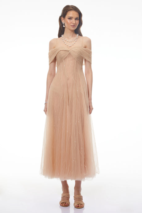 Costanza Pink Sweetheart Ruched Maxi Dress