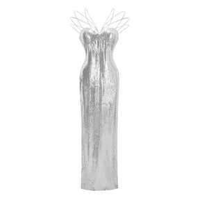 Cressida Silver Sparkly Embellished Maxi Dress