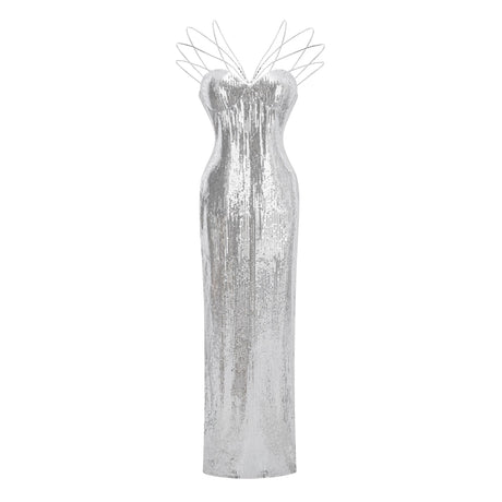 Cressida Silver Sparkly Embellished Maxi Dress