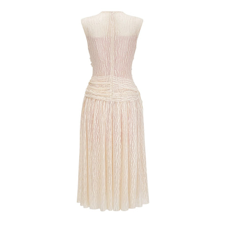 Cynthia Neutrals 3D Petal Textured Midi Dress