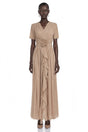 Cyrielle Light Khaki Chiffon Wrap Maxi Dress