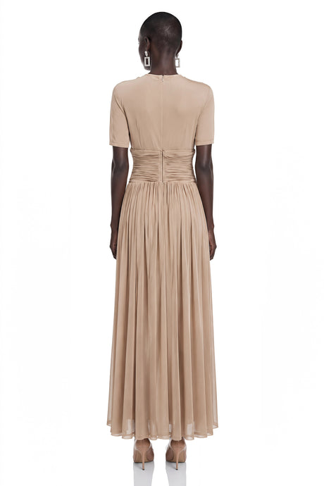 Cyrielle Light Khaki Chiffon Wrap Maxi Dress