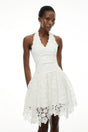Daisy White VNeck Floral Lace Mini Dress with Bow