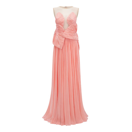 Oakley Maxi Dress Pink Backless Asymmetrical Ruched