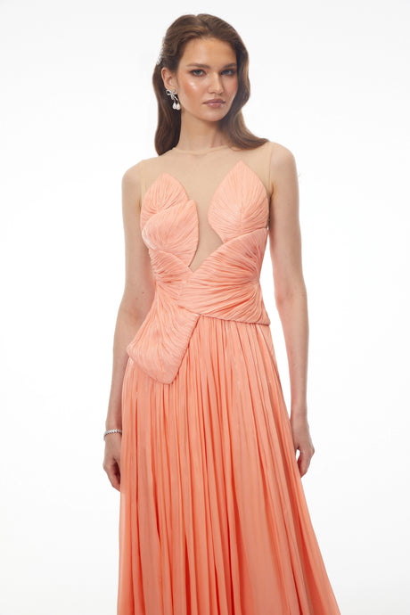 Oakley Maxi Dress Pink Backless Asymmetrical Ruched