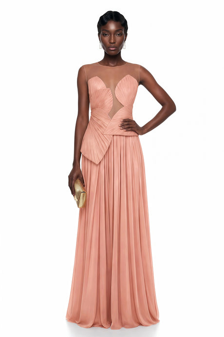 Remi Maxi Dress Pink Backless Asymmetrical Ruched