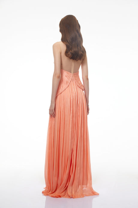 Oakley Maxi Dress Pink Backless Asymmetrical Ruched