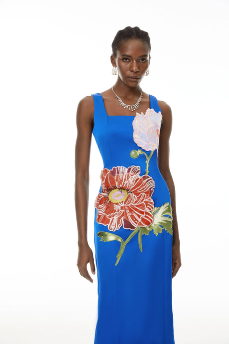 Samantha Maxi Dress Blue Floral Embroidered