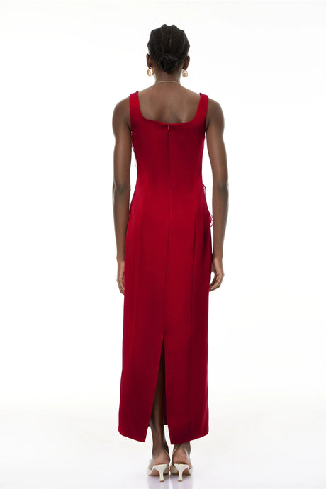 Kylie Maxi Dress Red Floral Embroidered