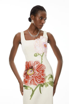 Damaris White Flora Embroidered Maxi Dress