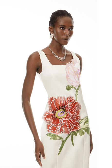 Harper Maxi Dress White Flora Embroidered