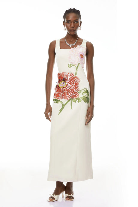 Harper Maxi Dress White Flora Embroidered