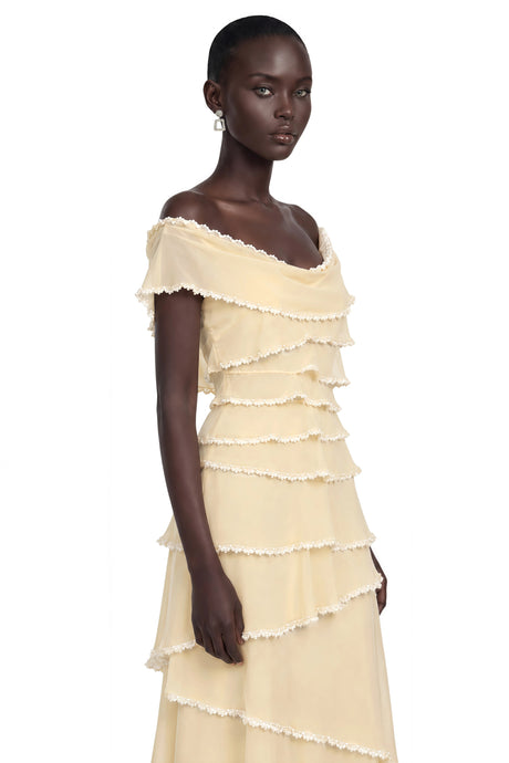 Amalia Maxi Dress Butter Asymmetrical Tiered