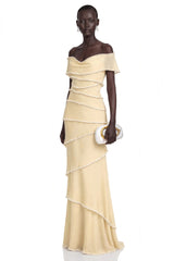 Damla Butter Asymmetrical Tiered Maxi Dress