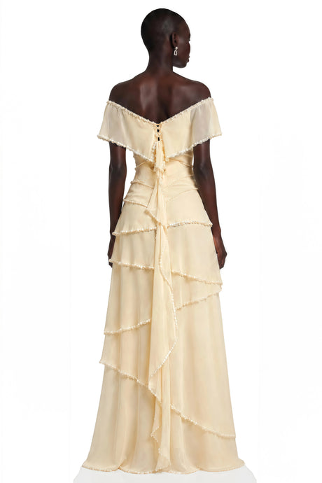 Amalia Maxi Dress Butter Asymmetrical Tiered