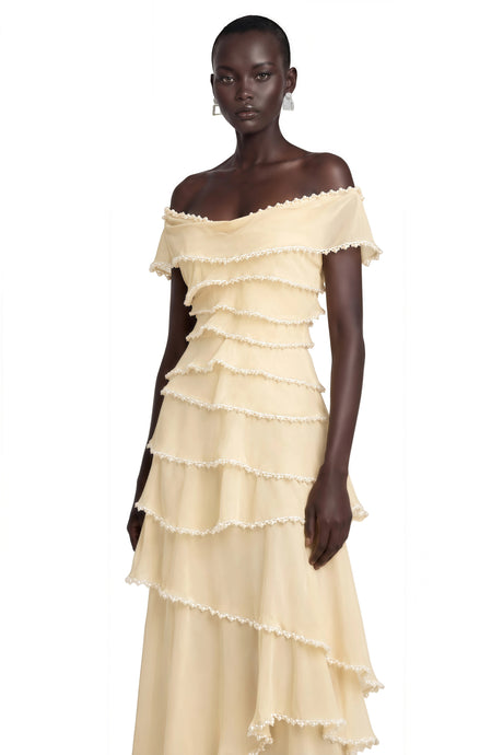 Amalia Maxi Dress Butter Asymmetrical Tiered