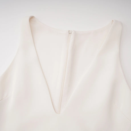 Gilda Maxi Dress Cream Asymmetrical with Fringe