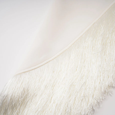 Gilda Maxi Dress Cream Asymmetrical with Fringe