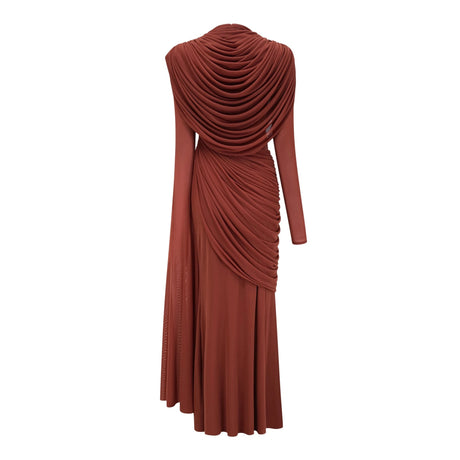 Laila Maxi Dress Brown Shirred-effect Draped