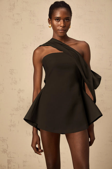 Heaven mini dress ribbon-design flared in Black