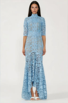 Daniela Blue Floral Lace Mermaid Maxi Dress