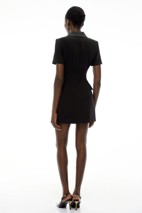 Adelina Dress Black Double-Breasted Embroidered Blazer