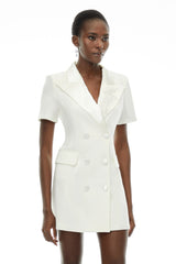 Daniella White DoubleBreasted Embroidered Blazer Dress