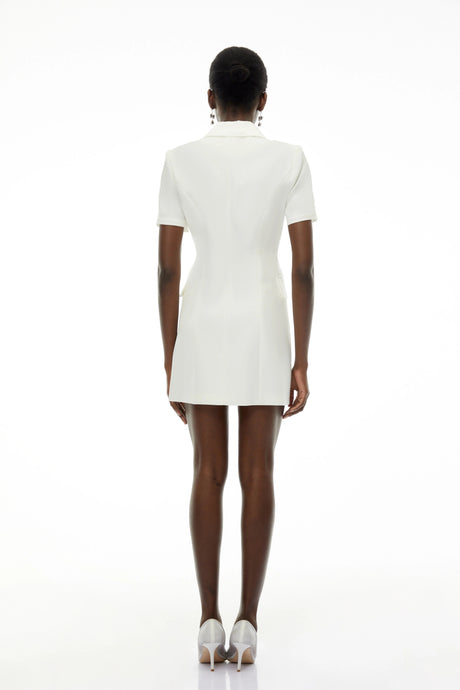 Sibilla Dress White Double-Breasted Embroidered Blazer