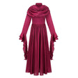 Danuta Burgundy Ruched Pleated Maxi Dress