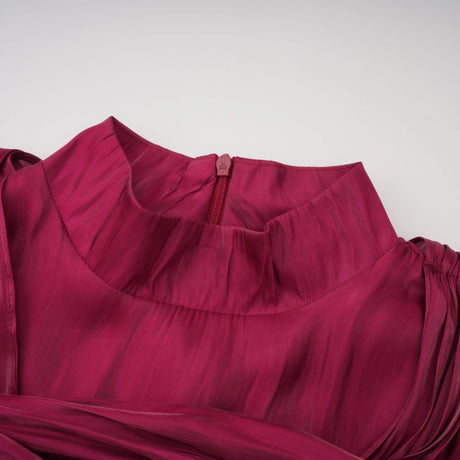 Angioletta Maxi Dress Burgundy Ruched Pleated