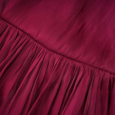Angioletta Maxi Dress Burgundy Ruched Pleated