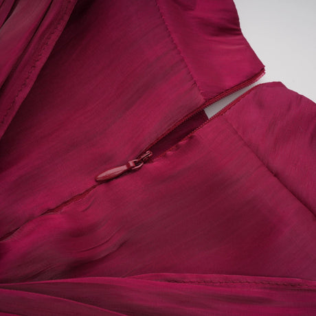 Danuta Burgundy Ruched Pleated Maxi Dress