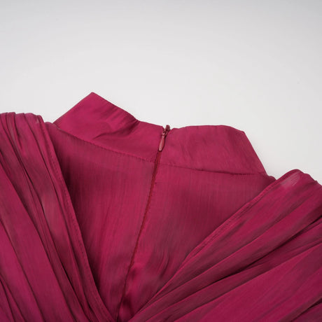 Angioletta Maxi Dress Burgundy Ruched Pleated