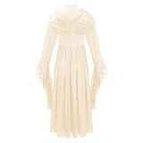 Danuta Neutral Ruched Pleated Maxi Dress