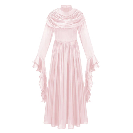 Savina Maxi Dress Pink Ruched Pleated