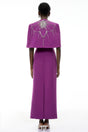 Darcie Purple Beaded Cape Design Maxi Gown
