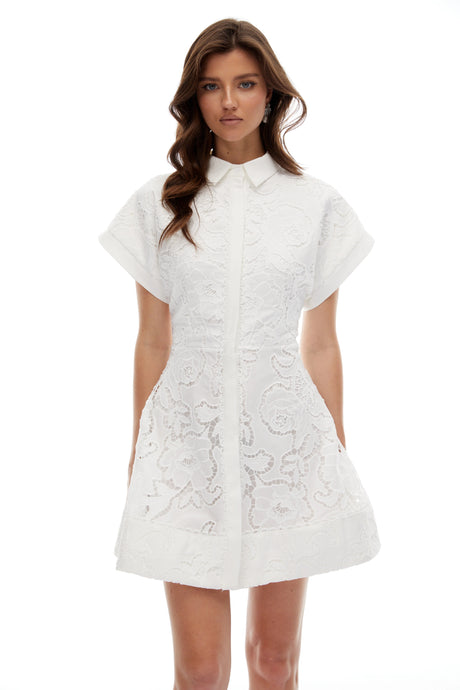Ainsley Mini Dress White Floral Embroidered Lace