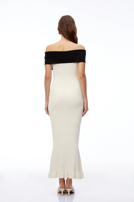 Laura Maxi Dress White Cross Front with Fishtail Hem