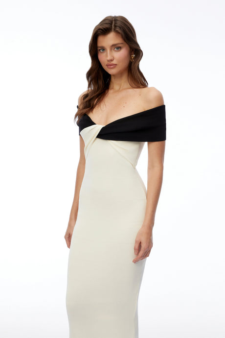Laura Maxi Dress White Cross Front with Fishtail Hem